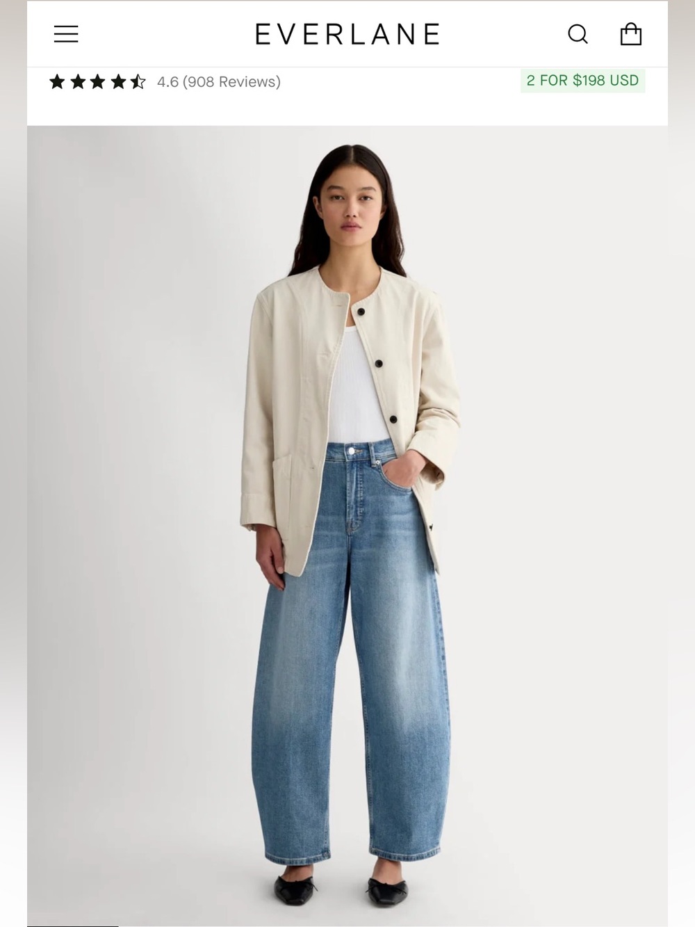 NWT Everlane Way-High Curve Jean Size 28 x 27 Inseam Color is Vintage Blue!